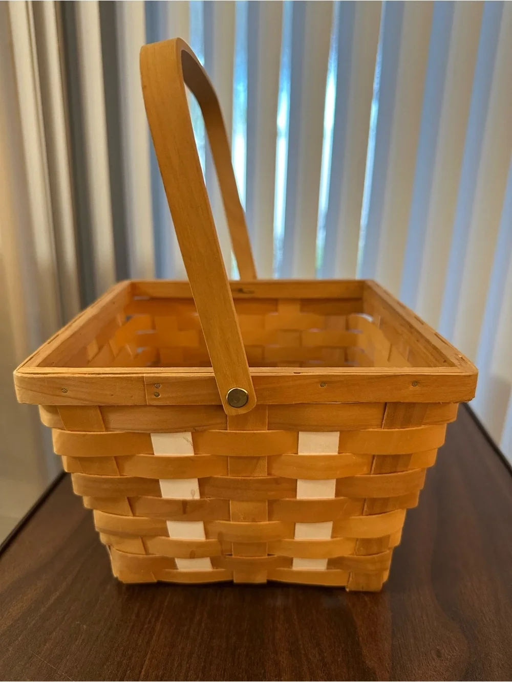 Natural Woven Basket with Wood Handle